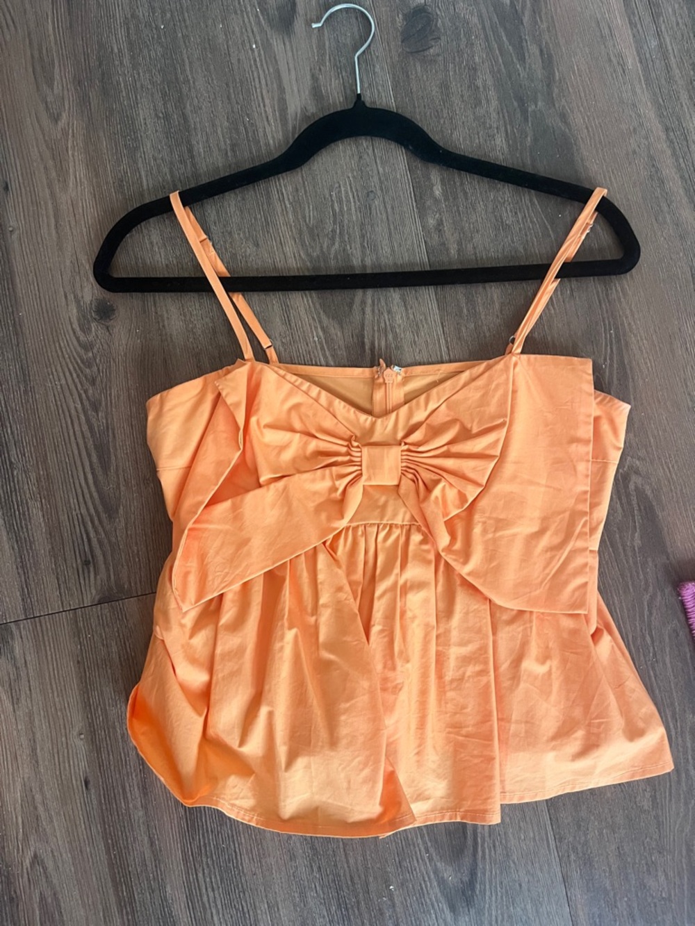 Sleeveless Orange Bow-Front Tank Top